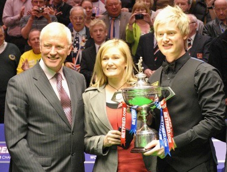 Barry Hearn Neil Robertson Mom World Snooker Championship 2011 Trophy